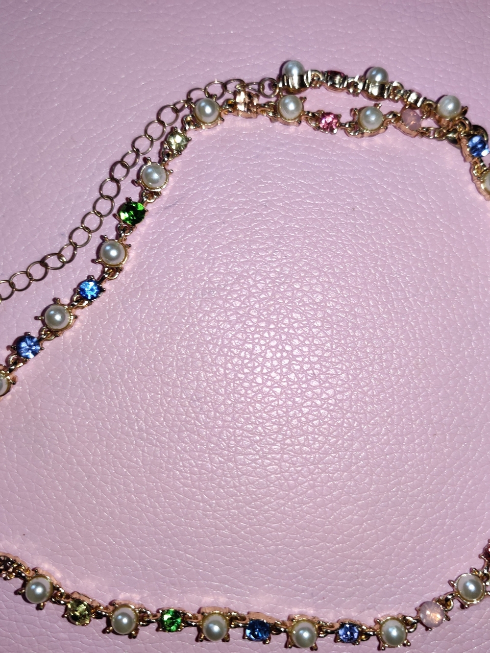 Gold Pearl & Multicolor Crystal Chain Belt - Women